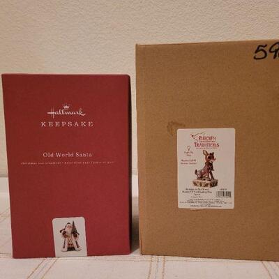Lot 523: Hallmark Porcelain Santa Figure + Rudolph Figure 