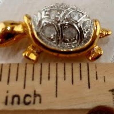Crystal Backed Turtle Pin