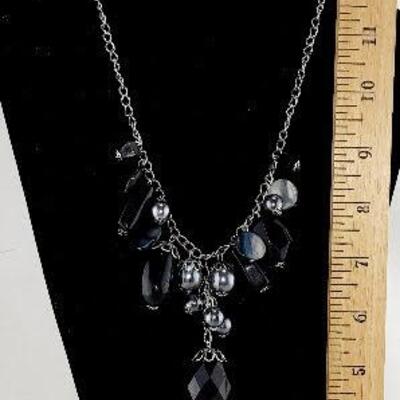 Black Nugget Dangle Necklace