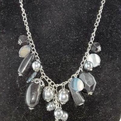 Black Nugget Dangle Necklace