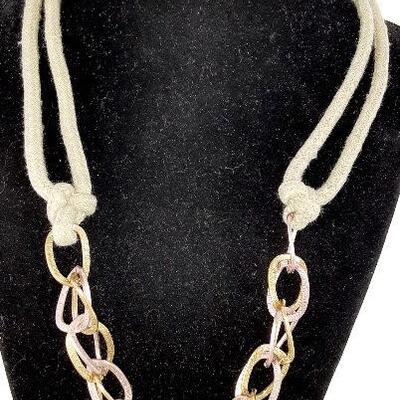 Grey Green Rope and Chain Necklace