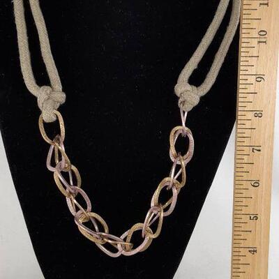 Grey Green Rope and Chain Necklace