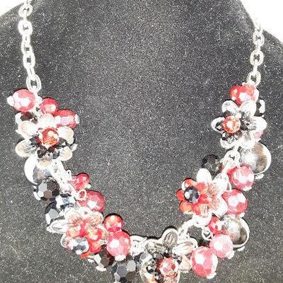 Red and Black Flower Necklace