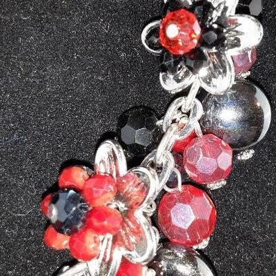 Red and Black Flower Necklace