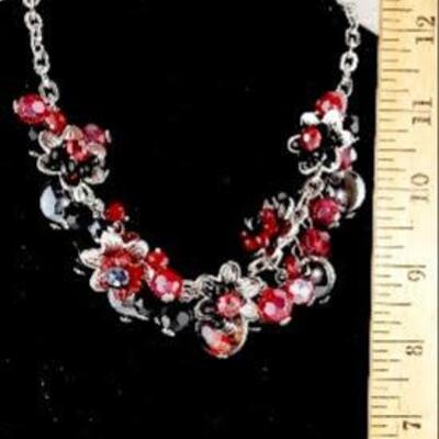 Red and Black Flower Necklace