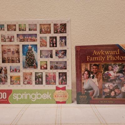 Lot 645: NEW Springbok 1000 pcs Puzzle and AWKWARD Family Photos 999 pcs 