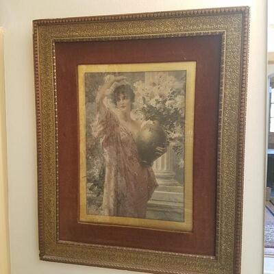 Vintage Print with Beautiful Matting and Frame