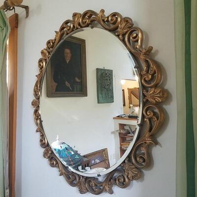 Vintage Gold Metal Frame Round Mirror