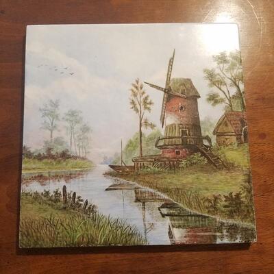 Vintage Windmill Tile (approx. 12" Square)