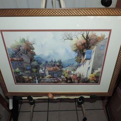 EASEL AND FRAMED ARTWORK 