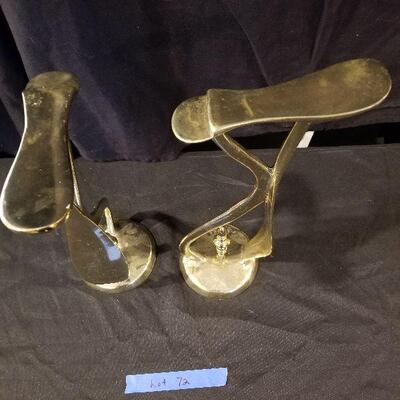 Lot 72 - Vintage Solid Brass Shoe Shine Stands