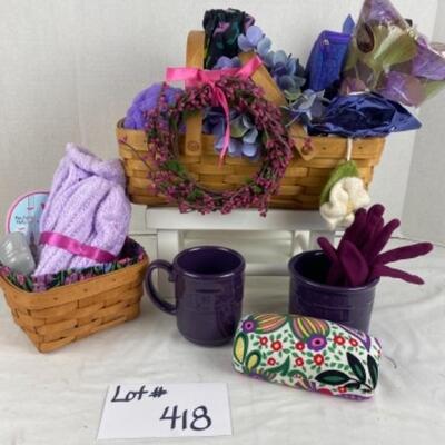U418 Purple Longaberger Vera Bradley Gift Basket 