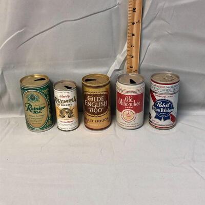 Lot 10 - 5 Vintage Pull Tab Beer Cans