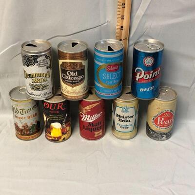 Lot 11 - 10 Vintage Pull Tab Beer Cans