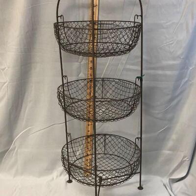 Lot 14 - 3 Tier Metal Wire Basket Stand LOCAL PICK UP ONLY