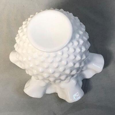 Lot 23 - Milk Glass Hobnail Double Ruffle Bud Vase