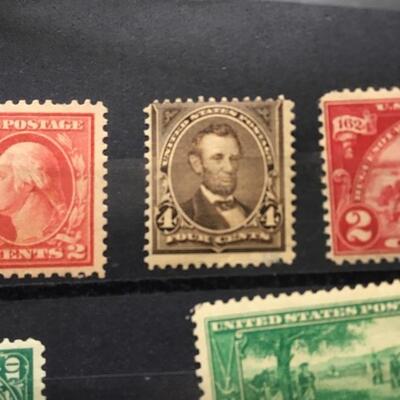 Collection of 7 Rare US Unused Stamps with Jefferson 2c and Lincoln 4c