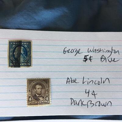 George Washington 5c Blue and Abe Lincoln 4c Dark Brown Stamp lot