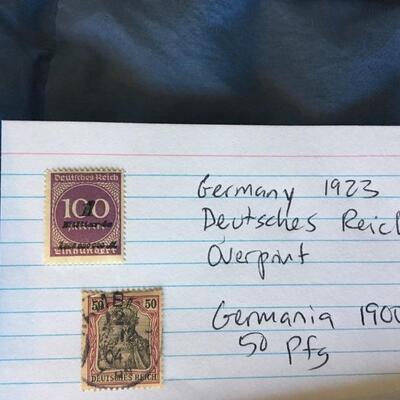 Germany 1923 Deutsches Reich Overprint and Germania 1900 Pfg Stamp Lot
