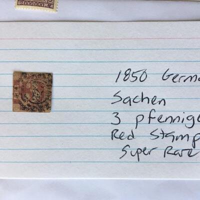 1850 German Sachen 3 Pfennige Red Stamp 