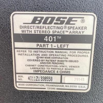 LOT#9LR: 4 Bose 401 Speakers