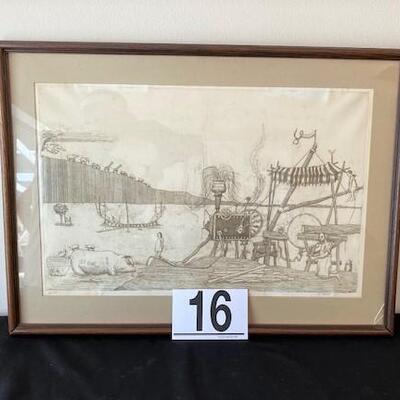LOT#16LR: "Saw Mill 1/50"Arthur Geisert Signed Etching