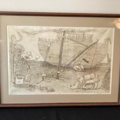 LOT#17LR: "Under Construction 9/50"Arthur Geisert Signed Etching 9/50