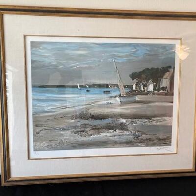 LOT#20LR: Artist Signed & Numbered Sailboat on Beach Print