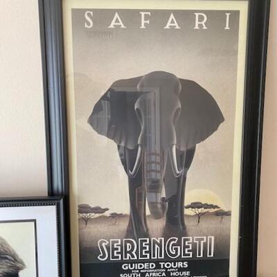 LOT#26LR: Trio Framed Safari Pictures