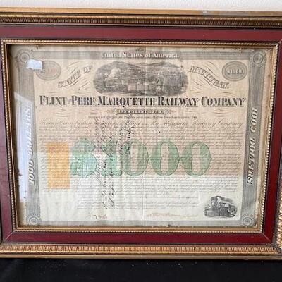 LOT#30LR: Framed Old Railway Bonds