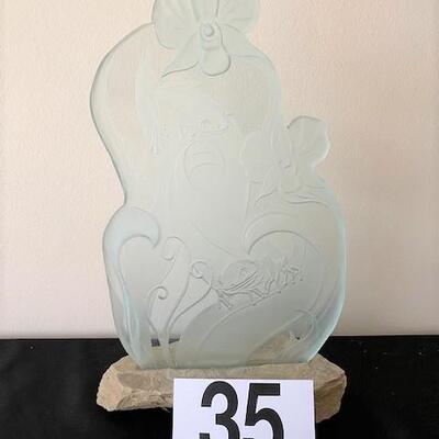 LOT#35LR: Glass Mural Mounted on Sandstone
