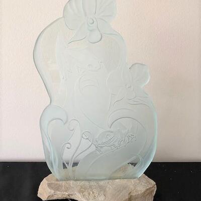LOT#35LR: Glass Mural Mounted on Sandstone