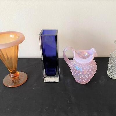 LOT#46LR: 4 Piece Glass Lot Including Fenton Pitcher