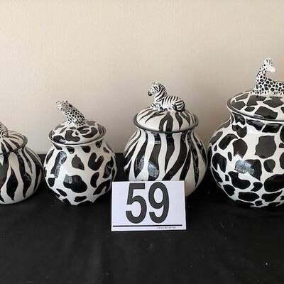 LOT#59LR: Hand-painted Serengeti Canister Set
