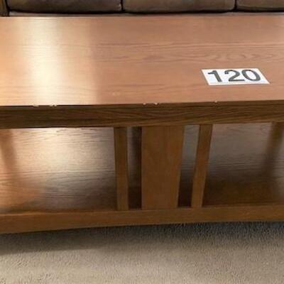 LOT#120LR: Oak Mission Style Coffee Table & End Table