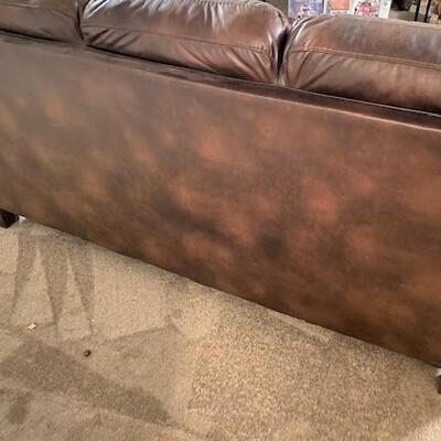 LOT#121LR: Mission Style Bomber Leather Sofa & Loveseat