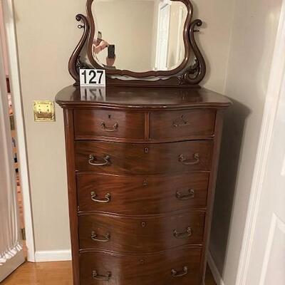 LOT#127MB: Victorian High Chest with Mirror