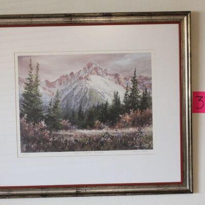 Lot 33 Sharon Hults Signed Lithograph of Mount Sneffels Colorado