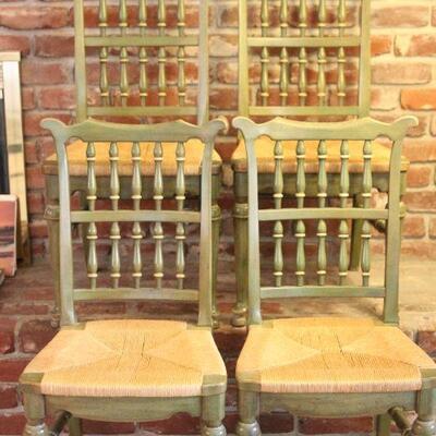 Lot 62 Set of 4 Vintage Green Dining Chairs #1