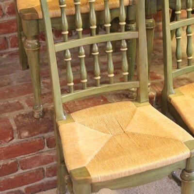 Lot 62 Set of 4 Vintage Green Dining Chairs #1