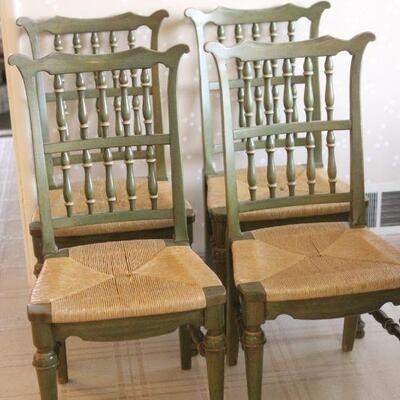 Lot 66 Set of 4 Vintage Green Dining Chairs #2