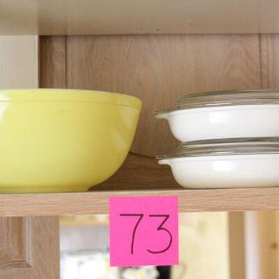 Lot 73 Pyrex Yellow Bowl & More.