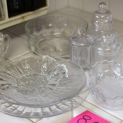 Lot 81 Glass Serving Dishes and Canisters 