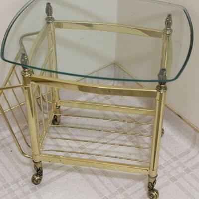 Lot 99 Brass Magazine Side Table with Glass Top