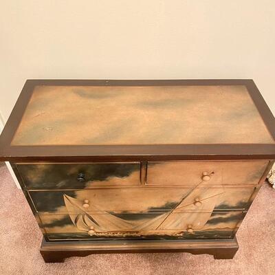 Small Chest With Sailboat Scene