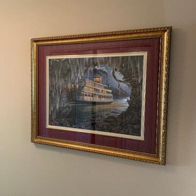 Roberta Wesley - River Boat Print with Gold Frame