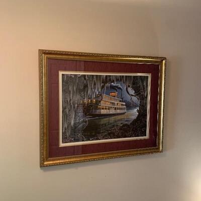 Roberta Wesley - River Boat Print with Gold Frame