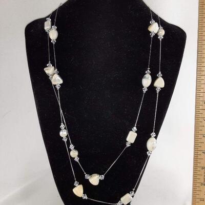 Very Long Cream Colored Nuggets Necklace