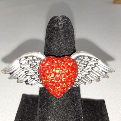 Red Flying Heart Ring