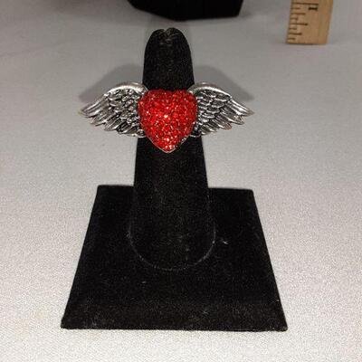 Red Flying Heart Ring